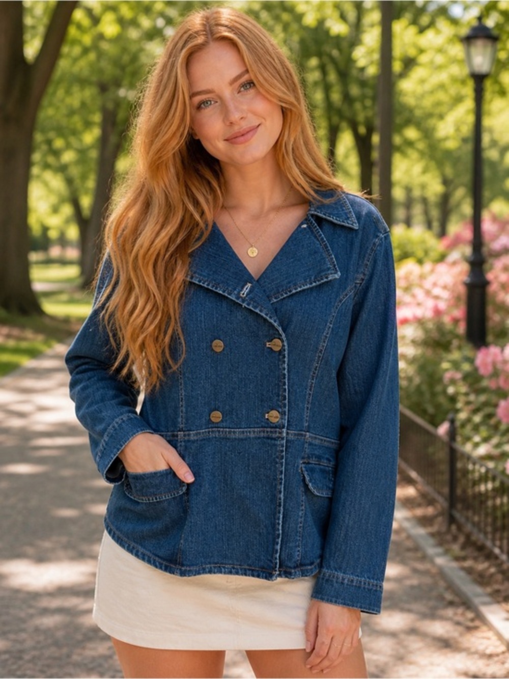 Campanella double breasted jean jacket